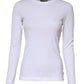 White Cotton Knit Round Neck Long Sleeves T-shirt