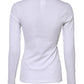 White Cotton Knit Round Neck Long Sleeves T-shirt