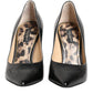 Black Calf Leather Stiletto Heels Pumps Shoes