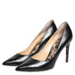Black Calf Leather Stiletto Heels Pumps Shoes