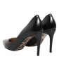 Black Calf Leather Stiletto Heels Pumps Shoes