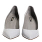 Light Gray Leather Kitten Heels Pumps Shoes