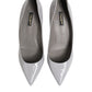 Light Gray Leather Kitten Heels Pumps Shoes