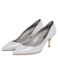 Light Gray Leather Kitten Heels Pumps Shoes