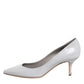 Light Gray Leather Kitten Heels Pumps Shoes
