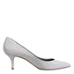 Light Gray Leather Kitten Heels Pumps Shoes