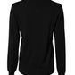 Black Wool Knit Crew Neck Cardigan Sweater