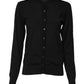 Black Wool Knit Round Neck Cardigan Sweater