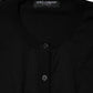 Black Wool Knit Round Neck Cardigan Sweater