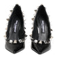 Black Crystals Studs Stiletto Pumps Shoes