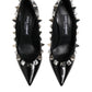 Black Crystals Studs Stiletto Pumps Shoes