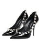 Black Crystals Studs Stiletto Pumps Shoes