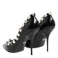 Black Crystals Studs Stiletto Pumps Shoes