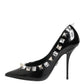 Black Crystals Studs Stiletto Pumps Shoes