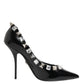 Black Crystals Studs Stiletto Pumps Shoes