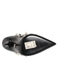 Black Crystals Studs Stiletto Pumps Shoes