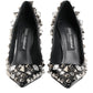 Black Crystals Studs Stiletto Pumps Shoes