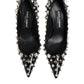 Black Crystals Studs Stiletto Pumps Shoes