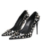Black Crystals Studs Stiletto Pumps Shoes