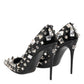 Black Crystals Studs Stiletto Pumps Shoes