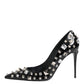 Black Crystals Studs Stiletto Pumps Shoes