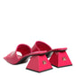 Pink Open Toe Block Heel Mules Sandals Shoes