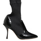 Black Stretch Stilettos Booties Socks Shoes