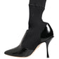 Black Stretch Stilettos Booties Socks Shoes