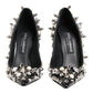 Black Crystals Studs Stiletto Pumps Shoes