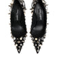 Black Crystals Studs Stiletto Pumps Shoes