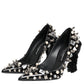 Black Crystals Studs Stiletto Pumps Shoes