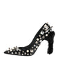 Black Crystals Studs Stiletto Pumps Shoes