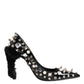 Black Crystals Studs Stiletto Pumps Shoes
