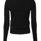 Black Wool Shrug Crew Neck Pullover Sweater