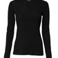 Black Cotton Knit Round Neck Long Sleeves T-shirt