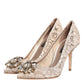 Beige Taormina Lace Crystal Heels Pumps Shoes