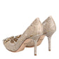 Beige Taormina Lace Crystal Heels Pumps Shoes