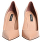 Beige Patent Leather Stiletto Heel Pump  Shoes