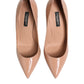 Beige Patent Leather Stiletto Heel Pump  Shoes