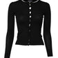Black STAFF Round Neck Cardigan Sweater