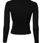 Black STAFF Round Neck Cardigan Sweater