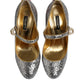 Silver Glitter Mink Fur VALLY Pump Shoes