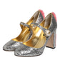 Silver Glitter Mink Fur VALLY Pump Shoes