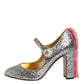 Silver Glitter Mink Fur VALLY Pump Shoes