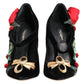 Black Roses Crystal Brooch Mary Jane Shoes