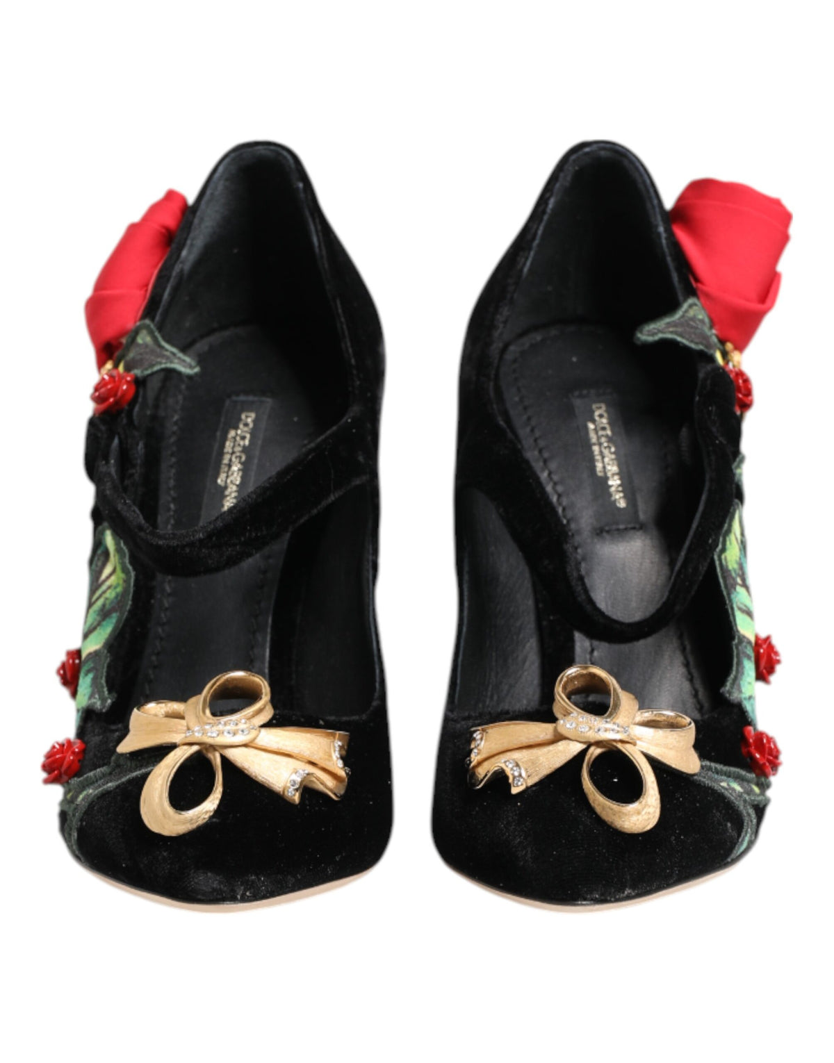 Black Roses Crystal Brooch Mary Jane Shoes