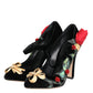 Black Roses Crystal Brooch Mary Jane Shoes