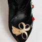 Black Roses Crystal Brooch Mary Jane Shoes