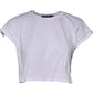 White Cotton Crew Neck Cropped Top T-shirt