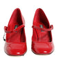 Red Leather DG Logo Heels Sandals Shoes
